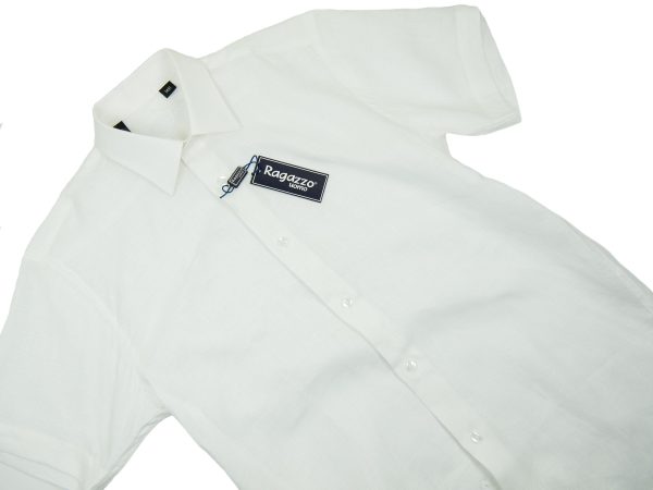 Ragazzo 28532 Boy s Short Sleeve Sport Shirt - Linen - White Online Hot Sale