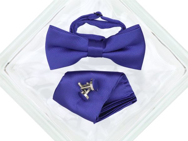 Heritage House 38087 Young Men s Bow Tie Set - Diagonal Solid - Blue Online