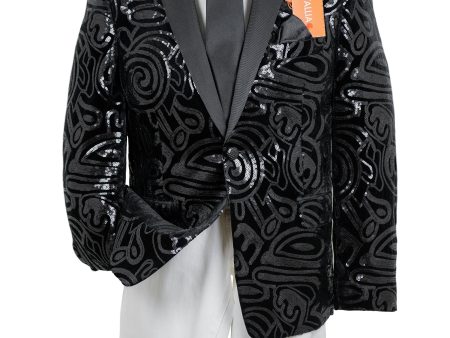 Tallia 29982 Boy s Sport Coat - Sequined - Black Sale