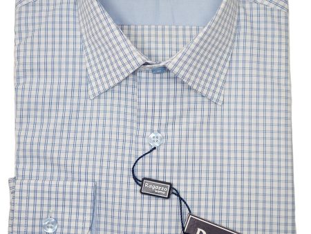 Ragazzo 26278  Boy s Sport Shirt - Cotton - Blue Check, Long Sleeve Online now