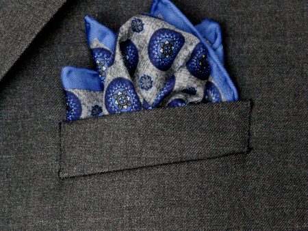 Heritage House Pocket Square 35274 - Medallion Neat - Grey Navy Cheap