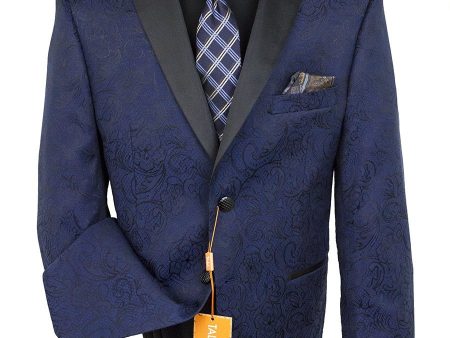 Tallia 25210 Boy s Sport Coat - Floral - Navy Hot on Sale