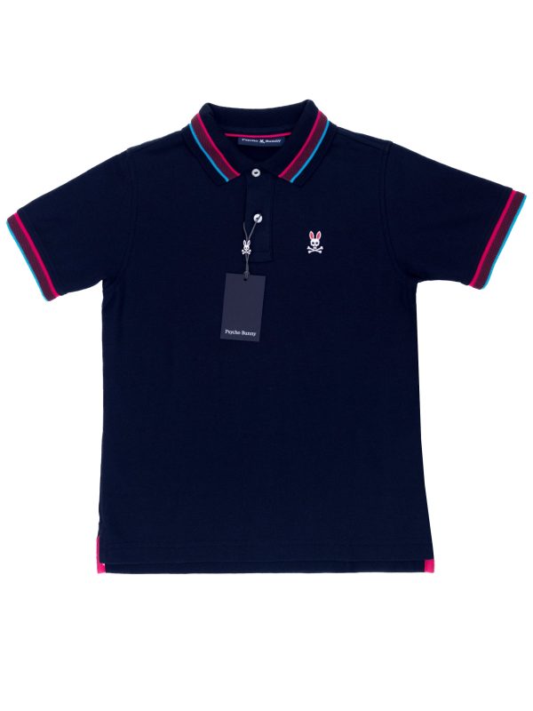 Psycho Bunny 36931 Boy s Short Sleeve Polo - Davis Pique - Navy Online Sale