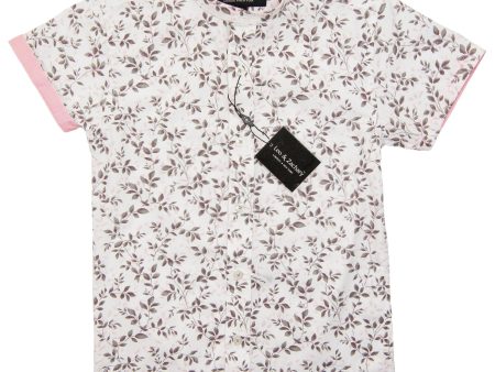 Leo & Zachary 28204 Boy s Short Sleeve Sport Shirt-Banded Collar-Grey Pink Hot on Sale