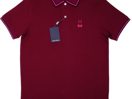 Psycho Bunny 36831 Young Men s Short Sleeve Pique Polo - Crimson For Discount