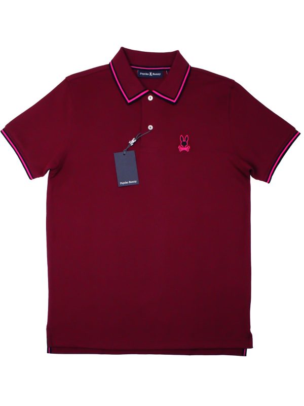 Psycho Bunny 36831 Young Men s Short Sleeve Pique Polo - Crimson For Discount