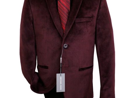 Michael Kors 36703 Boy s Sport Coat - Velvet - Burgundy Fashion