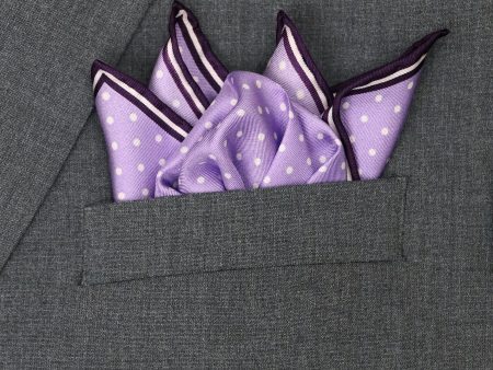 Heritage House 37780 Pocket Square - Polka Dot - Lavender White For Sale