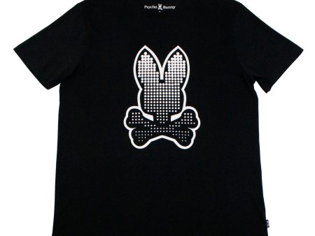 Psycho Bunny 36144 Young Men s Short Sleeve Graphic Tee - Strype - Black For Cheap