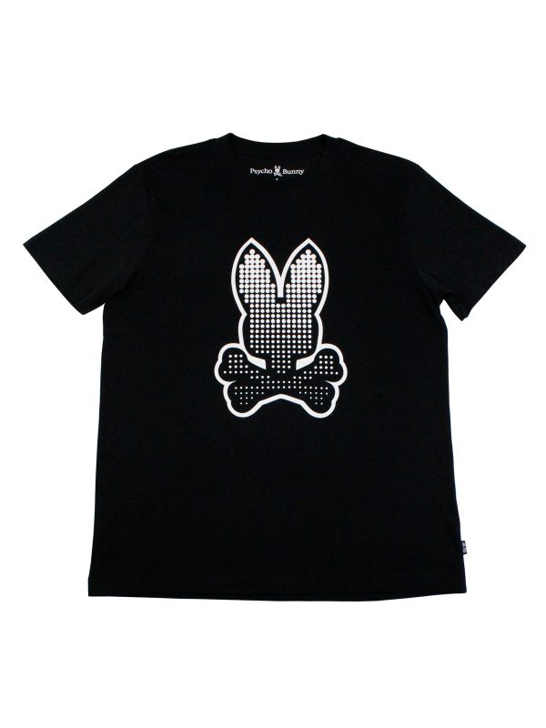 Psycho Bunny 36144 Young Men s Short Sleeve Graphic Tee - Strype - Black For Cheap