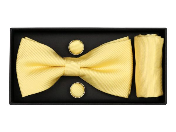 Heritage House 38082 Young Men s Bow Tie Set - Diagonal Solid - Yellow Sale