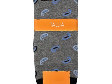 Tallia 36241 Men s Socks - Paisley - Grey Blue Online