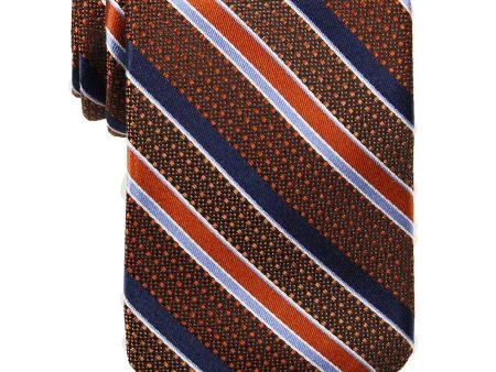 Heritage House 23762 100% Woven Silk Boy s Tie - Stripe - Orange Blue Navy Discount