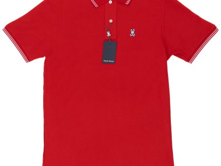 Psycho Bunny 36949 Young Men s Short Sleeve Polo - Logan Pique - Brilliant Red Sale