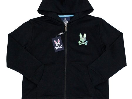 Psycho Bunny 33917 Boys Full Zippered Hoodie -  Black Hot on Sale