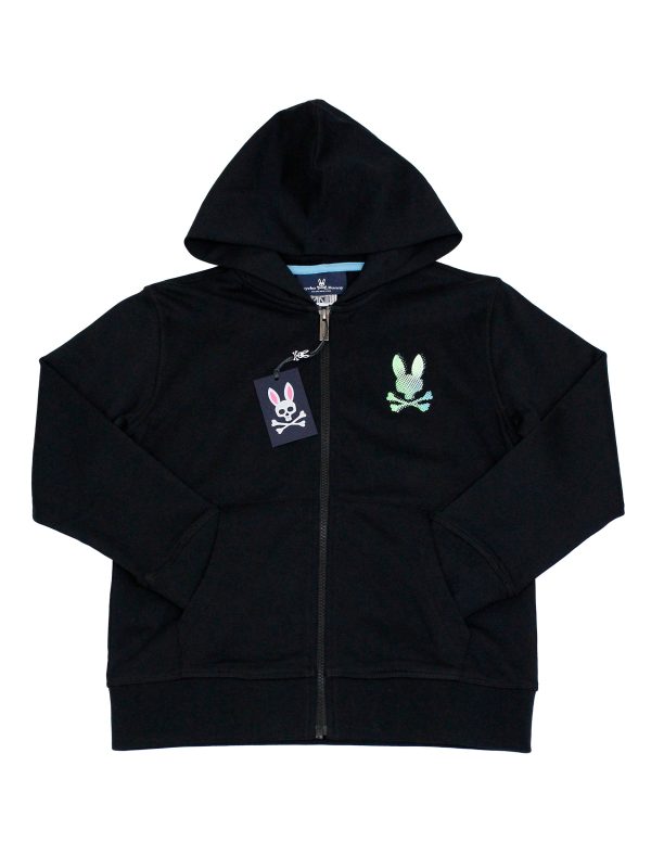 Psycho Bunny 33917 Boys Full Zippered Hoodie -  Black Hot on Sale