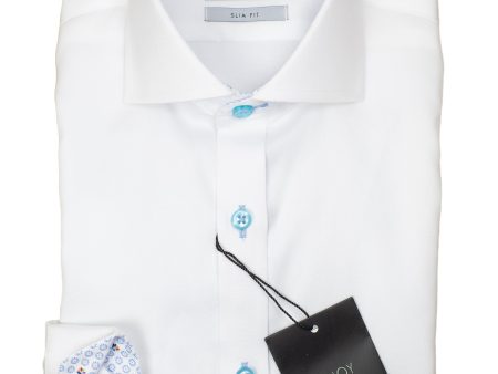 Alviso 29843 Boy s Slim Fit Dress Shirt - Solid Broadcloth - White - Contrast Collar Cuff Sale