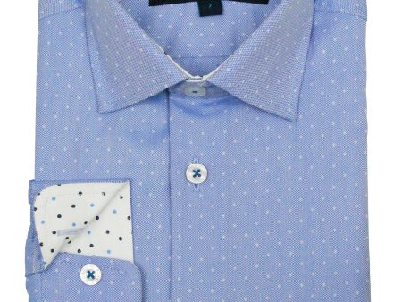 Leo & Zachary 35642 Boy s Dress Shirt - Dots - Azul Sale