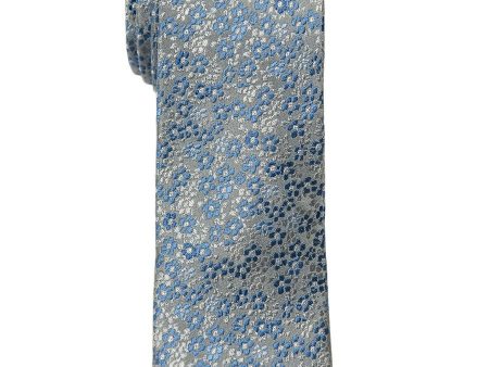 Heritage House 26470 100% Silk Boy s Tie - Floral - Light Blue Silver Cheap