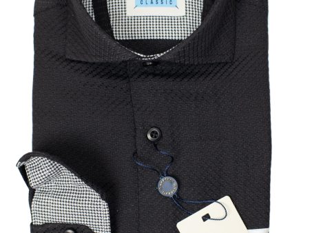 Luchiano Visconti Boy s Sport Shirt 30326- Tonal Diamond - Black Cheap