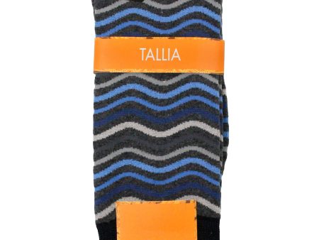 Tallia 36242 Men s Socks - Wavy Stripes - Grey Blue Fashion