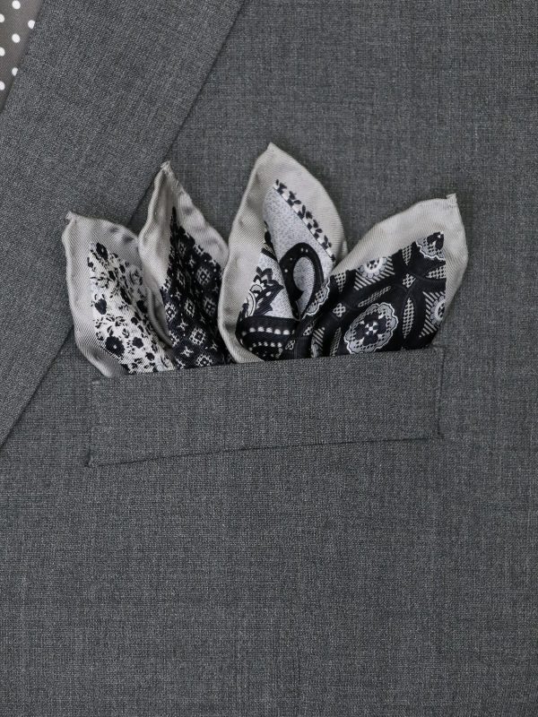 Heritage House 37795 Pocket Square - Neat - Black Silver Hot on Sale