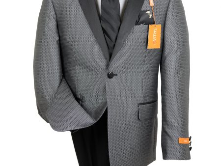 Tallia 29836 Boy s Sport Coat - Neat - Silver Black Online Hot Sale