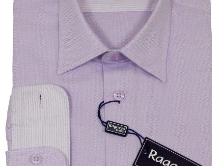 Ragazzo 23234 100% Cotton Boy s Dress Shirt - Weave - Lavender Cheap