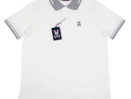 Psycho Bunny 36133 Young Men s Short Sleeve Fashion Polo - Strype - White on Sale