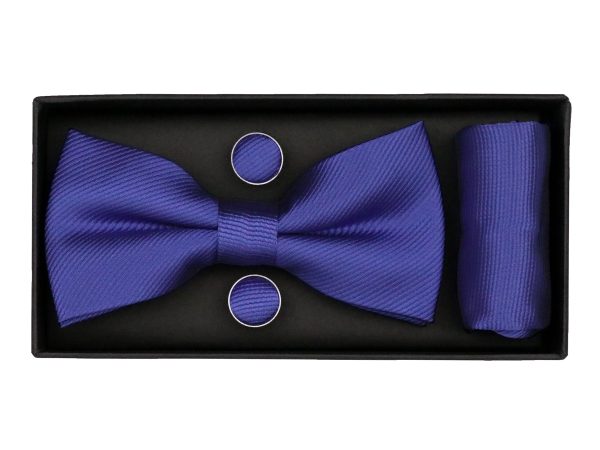 Heritage House 38087 Young Men s Bow Tie Set - Diagonal Solid - Blue Online