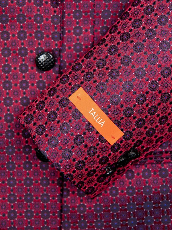 Tallia 29990 Boy s Sport Coat - Neat Pattern - Burgundy For Cheap