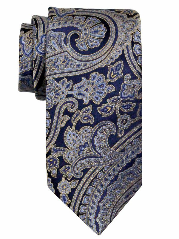 Heritage House 24563 100% Woven Silk Boy s Tie - Paisley Pattern - Navy Gold For Cheap