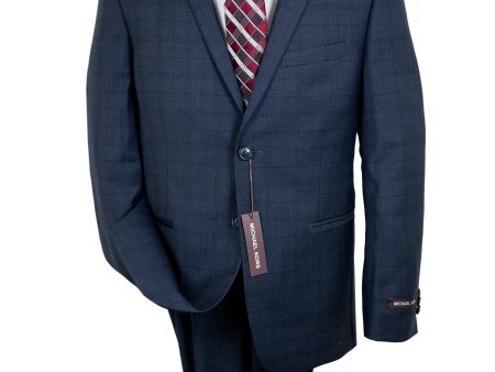 Michael Kors 31885 - Skinny Fit Suit - Plaid - Teal For Sale