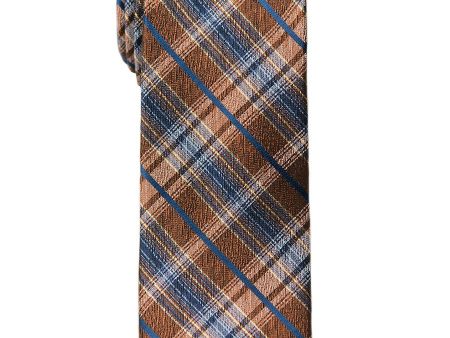 Heritage House 26466 100% Silk Boy s Tie - Plaid - Orange Blue Online Sale