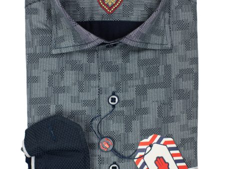 Luchiano Visconti Boy s Sport Shirt 30124 - Geo - Grey Sale