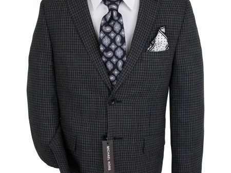 Michael Kors 35474 Boy s Sport Coat - Check - Charcoal Black Online