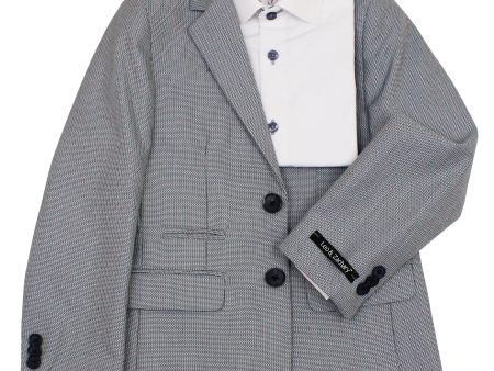 Leo & Zachary 35572 Boy s Suit Separate Jacket - Basketweave - Navy Silver Cheap