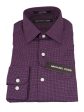 Michael Kors 25314 100% Cotton Boy s Dress Shirt - Check - Burgundy, Modified Spread Collar Sale