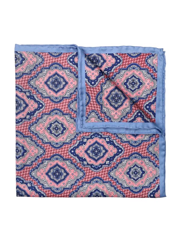 Heritage House 37797 Pocket Square - Neat - Pink Navy Silver Online now