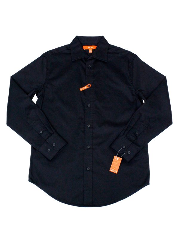 Tallia 34839 Boy s Dress Shirt- Solid Broadcloth - Black Online now