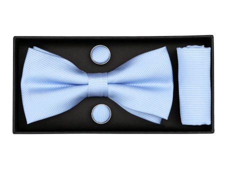 Heritage House 38081 Young Men s Bow Tie Set - Diagonal Solid - Powder For Discount