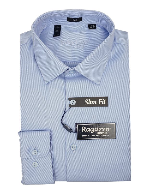 Ragazzo 34957 Young Men s Slim Fit Dress Shirt - Diagonal Tonal - Sky Blue Online