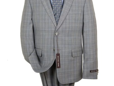 Michael Kors 28270 100% Wool Boy s Suit - Plaid - Light Gray For Cheap