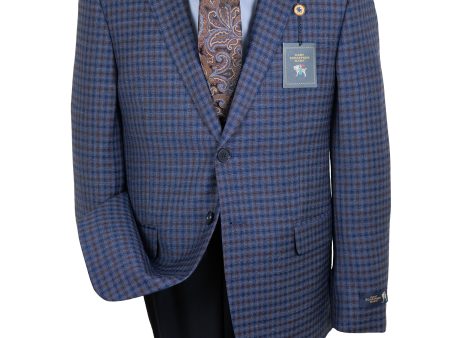 HSM 29874 Boy s Sport Coat - Check - Medium Blue Rust For Discount