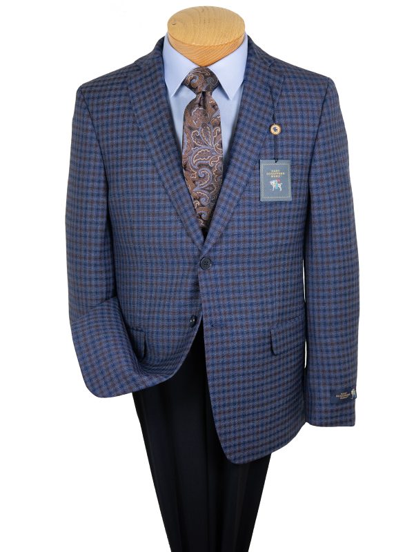 HSM 29874 Boy s Sport Coat - Check - Medium Blue Rust For Discount