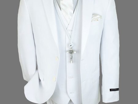 Micheal Kors 25998 65% Polyester   35% Rayon Boy s Skinny Fit Suit Separates Jacket - Solid Gab - White Fashion