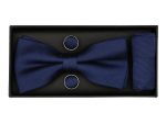 Heritage House 38088 Young Men s Bow Tie Set - Diagonal Solid - Navy Online Hot Sale