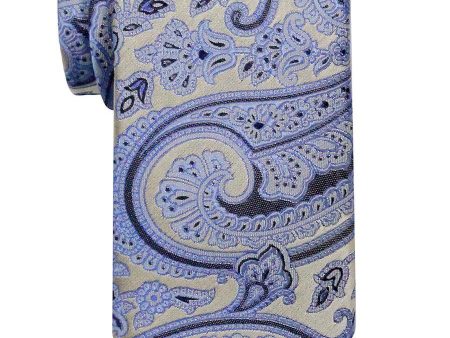 Heritage House 24561 100% Woven Silk Boy s Tie - Paisley Pattern - Ecru Blue Cheap