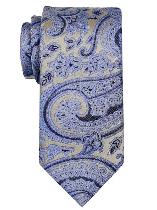 Heritage House 24561 100% Woven Silk Boy s Tie - Paisley Pattern - Ecru Blue Cheap