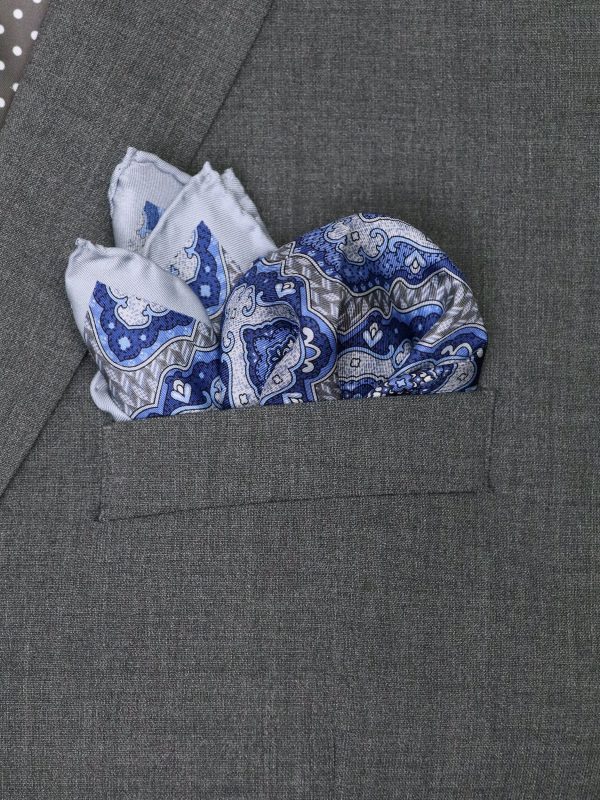 Heritage House 37792 Pocket Square - Neat - Grey Blue Online Sale